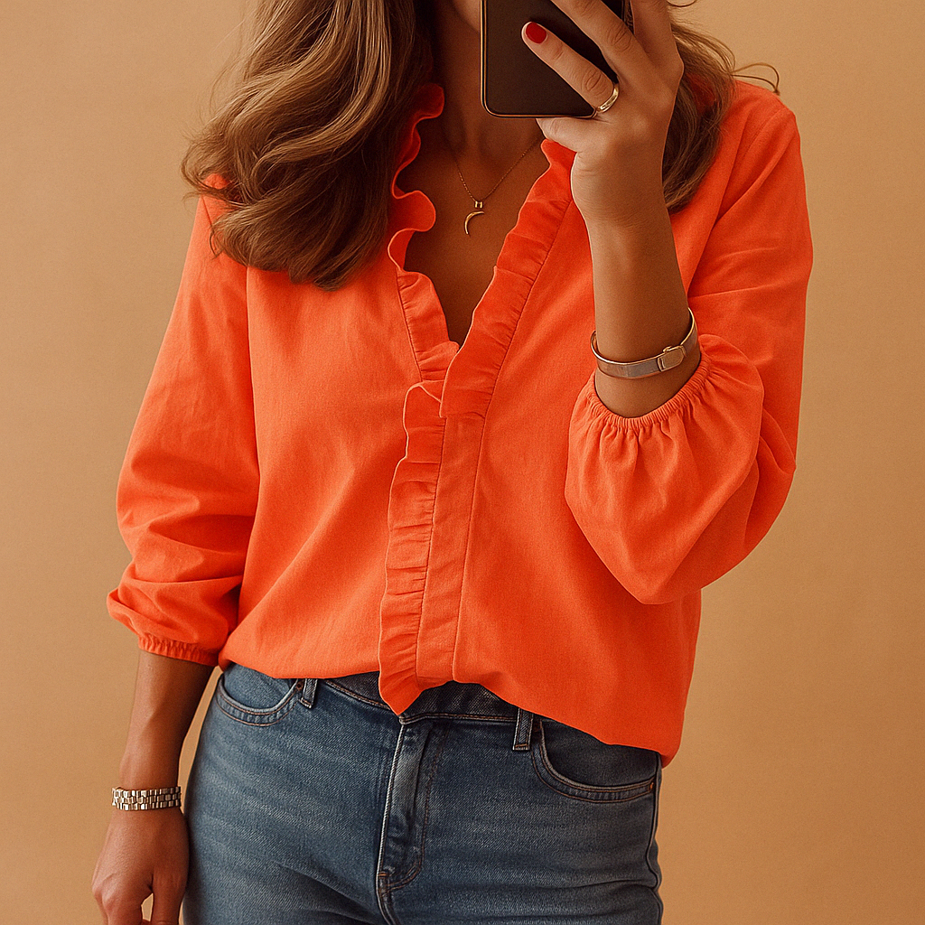 Blouse met Ruches voor Dames – Elegante en Comfortabele Blouse voor Werk en Casual Outfits