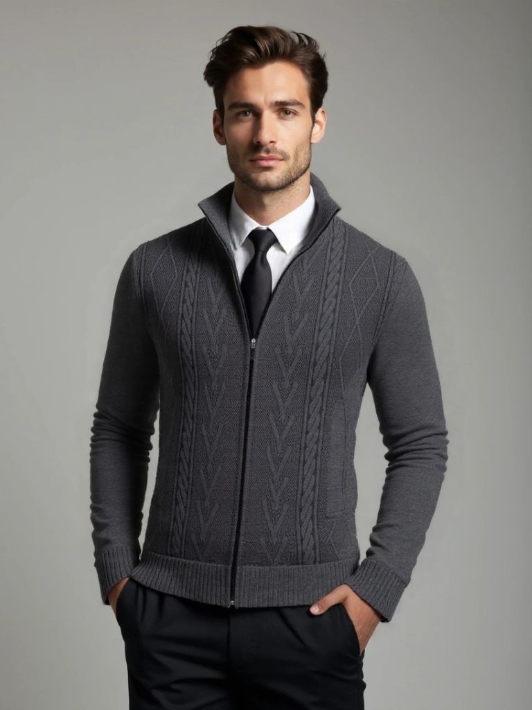 Essentiële Gebreide Trui – Luxe Herensweater met Kruis & Kroon Design