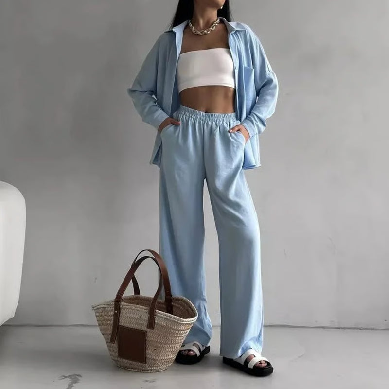 Elegante Dames Set – Stijlvol Shirt & Broek in Tijdloos Design
