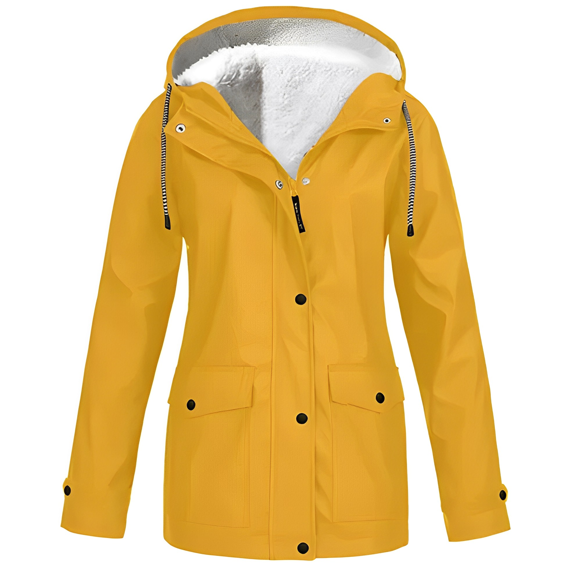 Dames Regenjas met Fleecevoering – Warme Waterdichte Jas voor de Winter