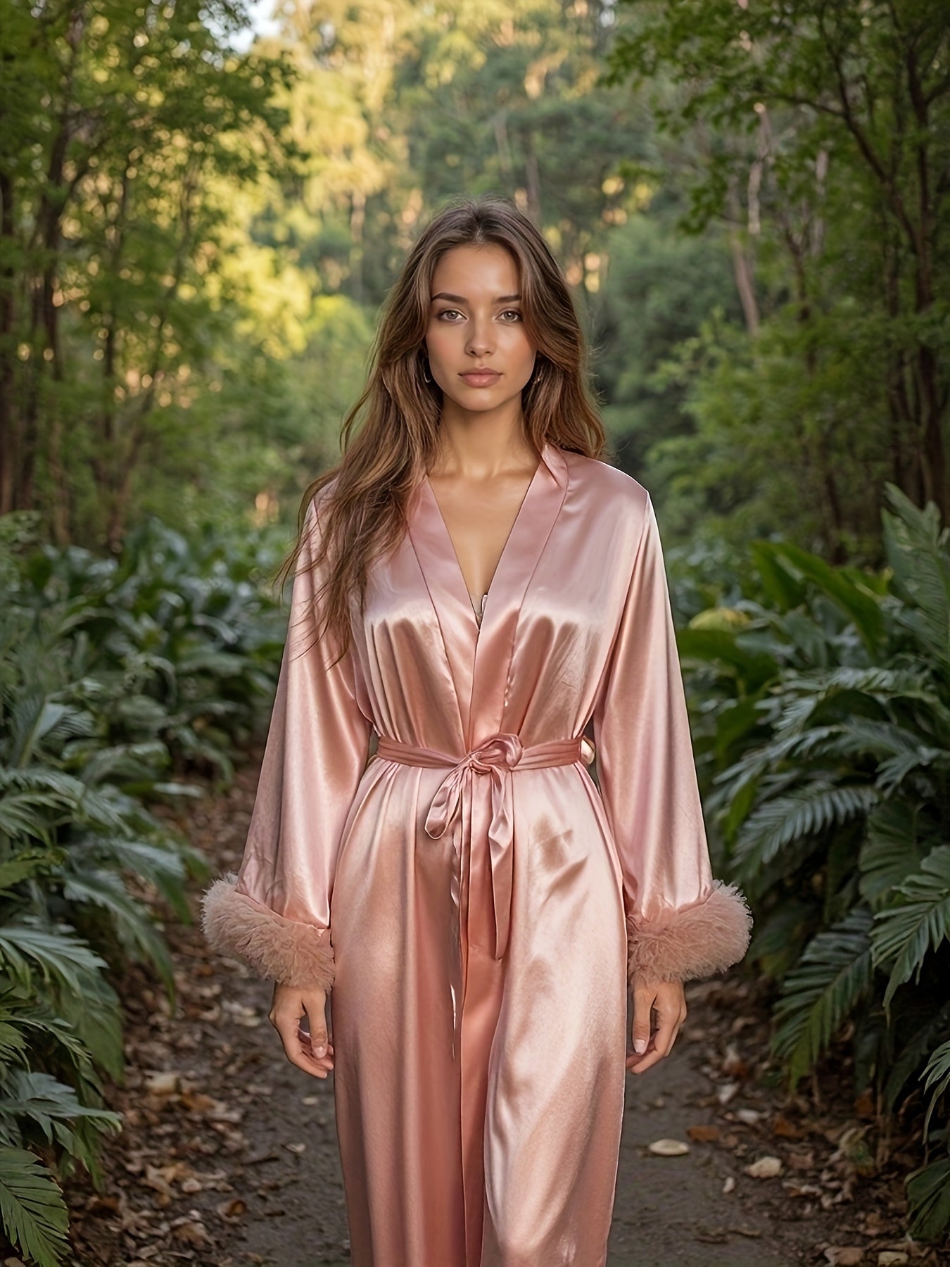 Elegante Franse Satijnen Bridesmaid Ochtendjas met Ceintuur