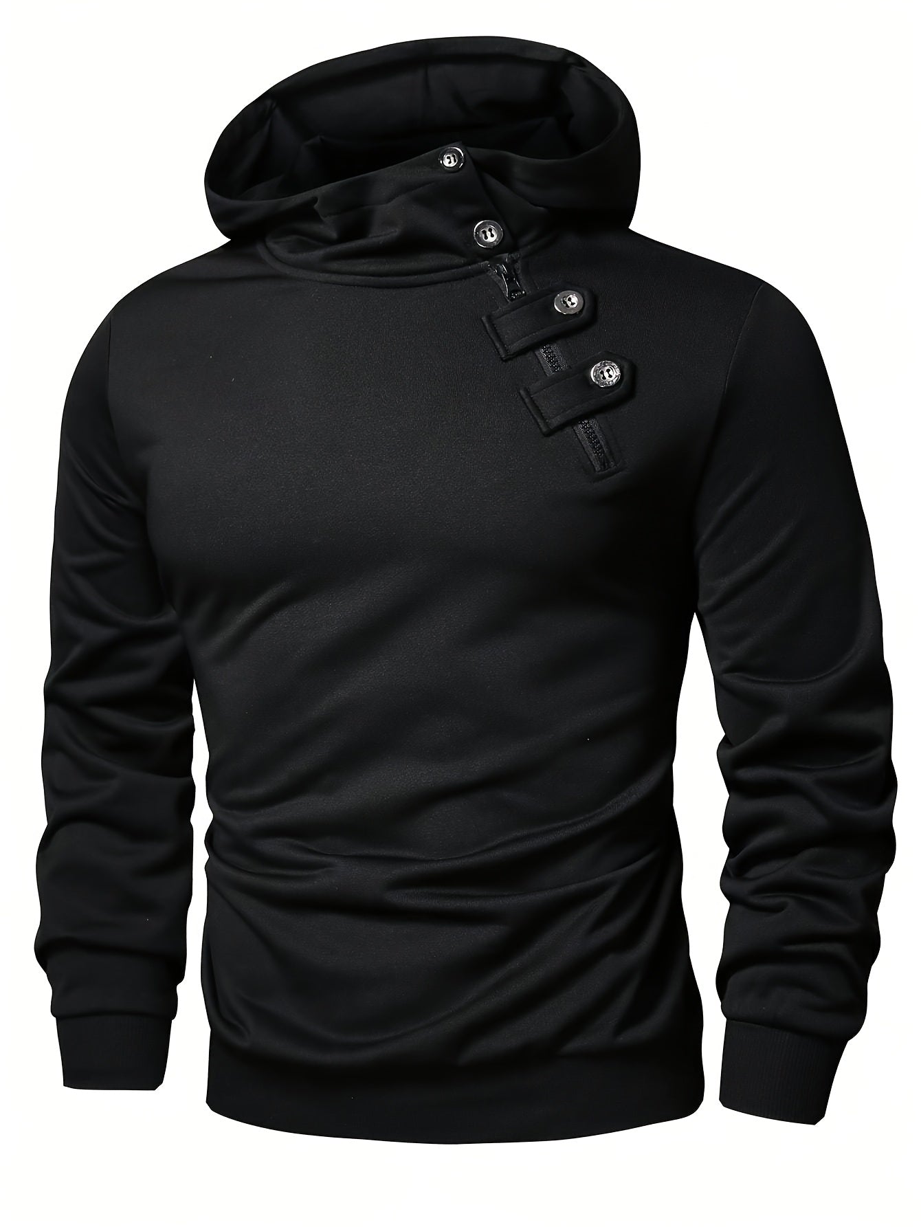 Casual Hoodie met Lange Mouwen en Knopen – Comfortabele Trui voor Dagelijks Gebruik