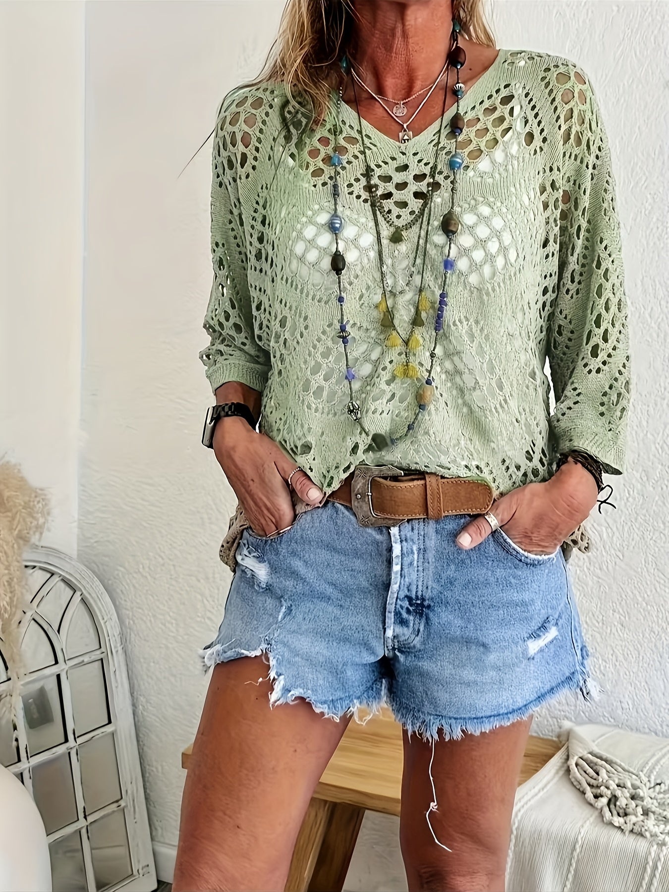 Multi-Stitch V-hals Magie