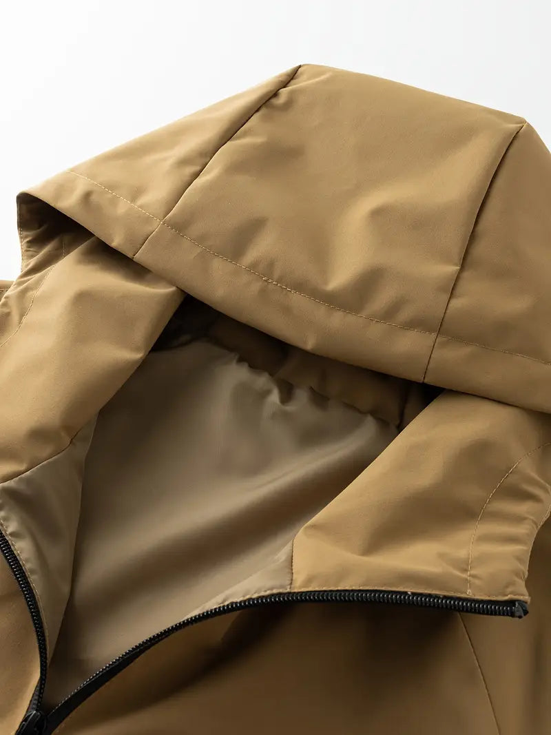 Casual Heren Windjack met Capuchon – Ademend Half-Zip Waterdichte Jas