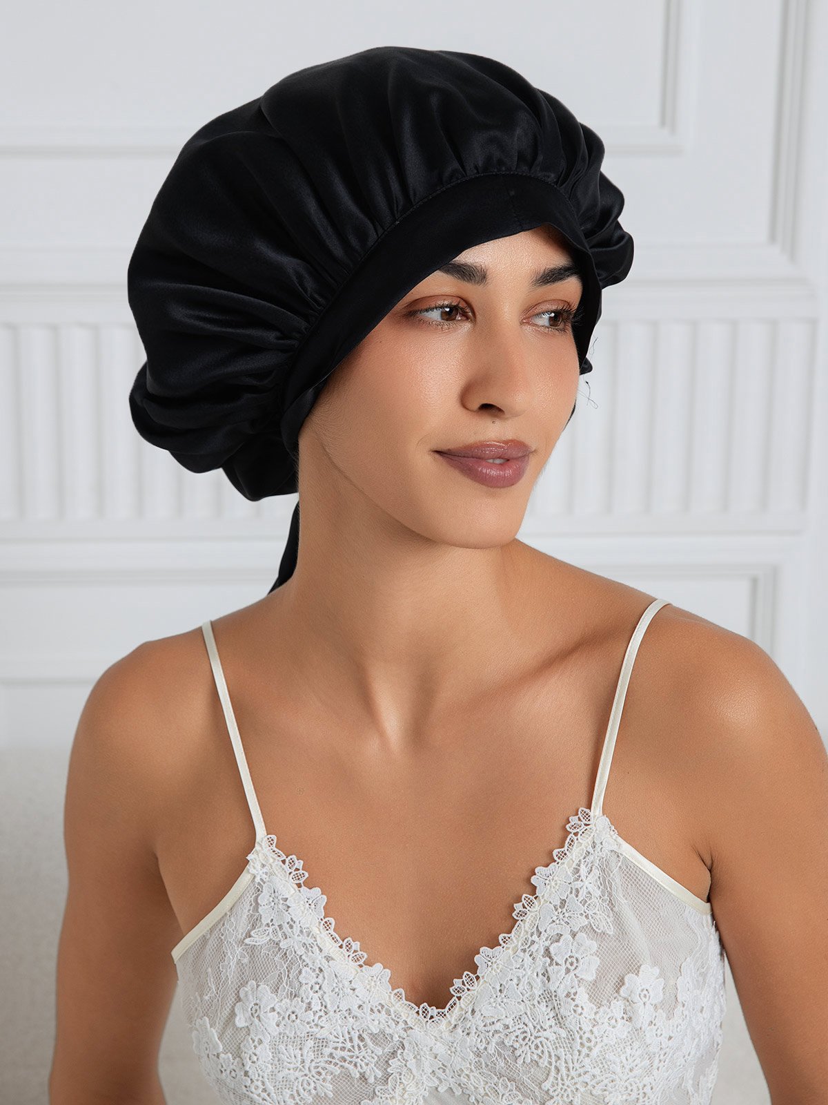 (1+1 Free) Pure Silk Sleep Cap with Ties