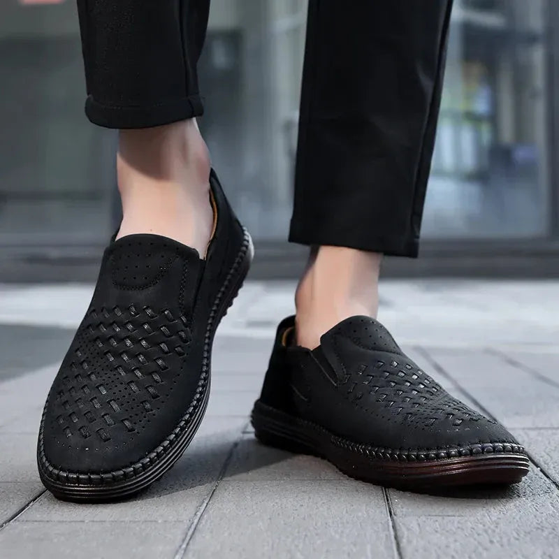 Heren Loafers van Echt Leer – Handgemaakte Instappers, Comfortabel & Ademend voor Zomer