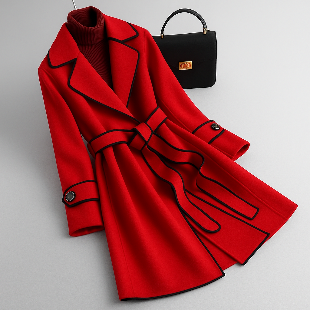 Gestrikte Wrap Jas – Elegante Wolmix Jas met Tailleceintuur