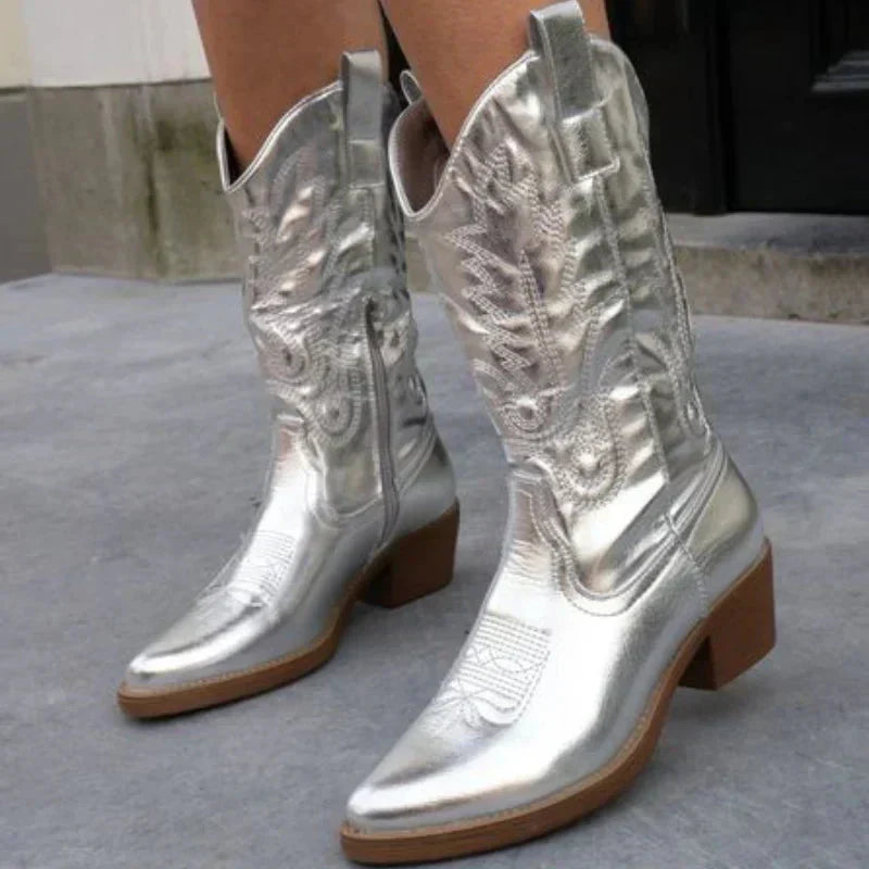 Cowboy Boots Dames – Western Laarzen met Stiksel & Comfortabele Hak