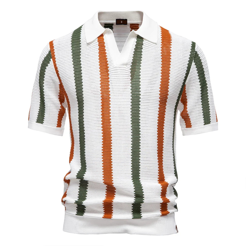 Polo Shirt – Stijlvol Heren Shirt met Retro Strepen & Comfortabele Pasvorm