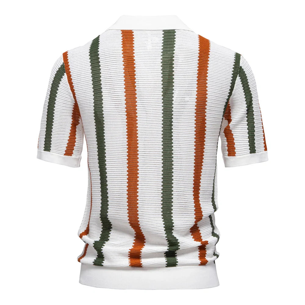 Polo Shirt – Stijlvol Heren Shirt met Retro Strepen & Comfortabele Pasvorm