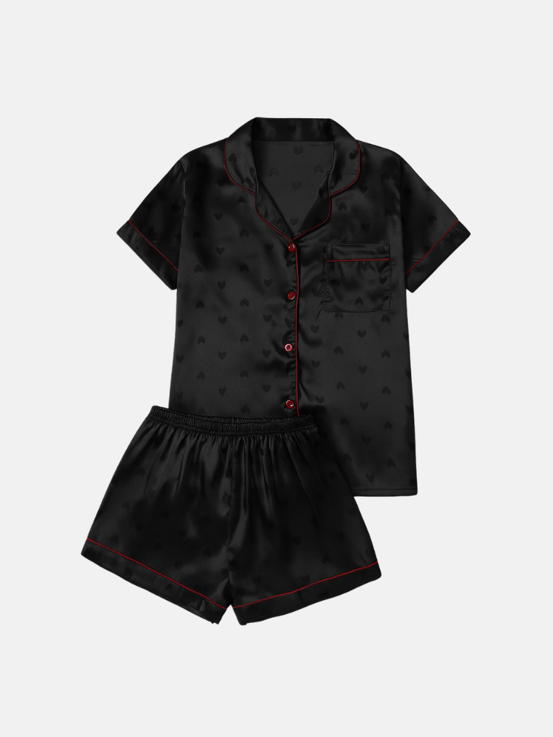 Zijdezacht Satijnen Dames Pyjama Set – Lichtgewicht Zomerslaapset met Verstelbare Short
