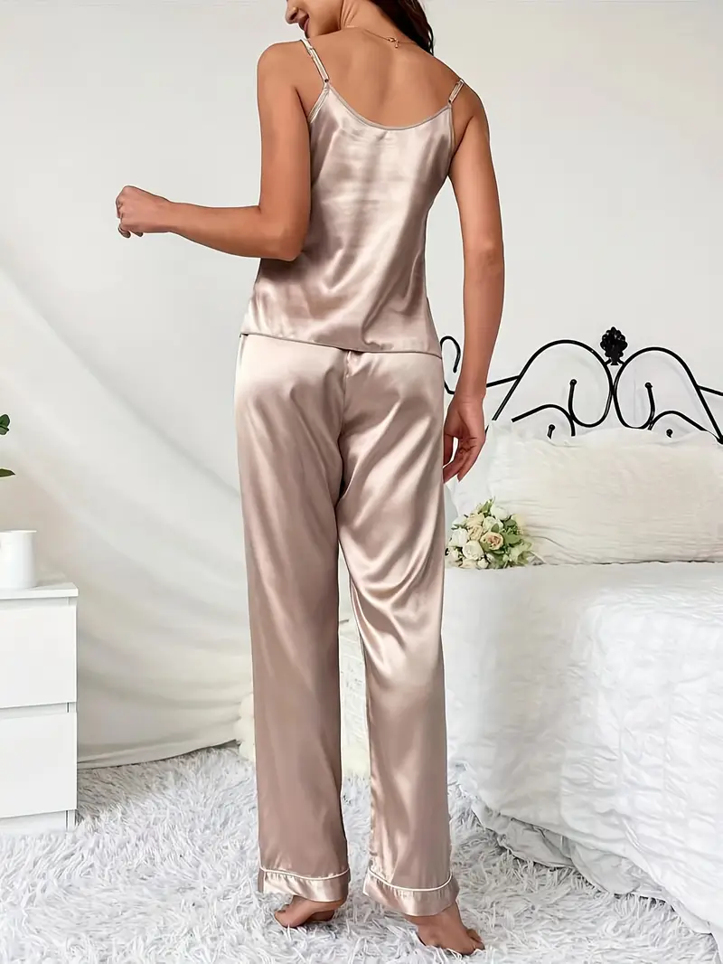 Luxe Dames Pyjamaset van Moerbei Zijde – V-Hals Cami Top & Lange Broek voor Slaap & Lounge