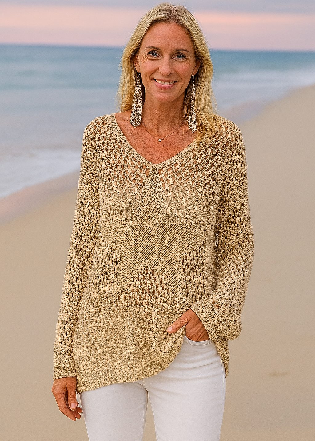 Mixed Stitch V-hals trui
