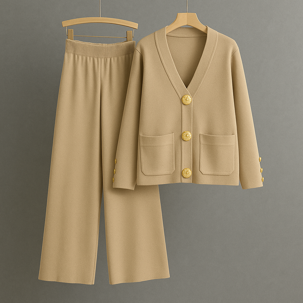 Elegante Twee-delige Set – Chique Top met Lange Mouwen & Bijpassende Broek voor Moeiteloze Stijl
