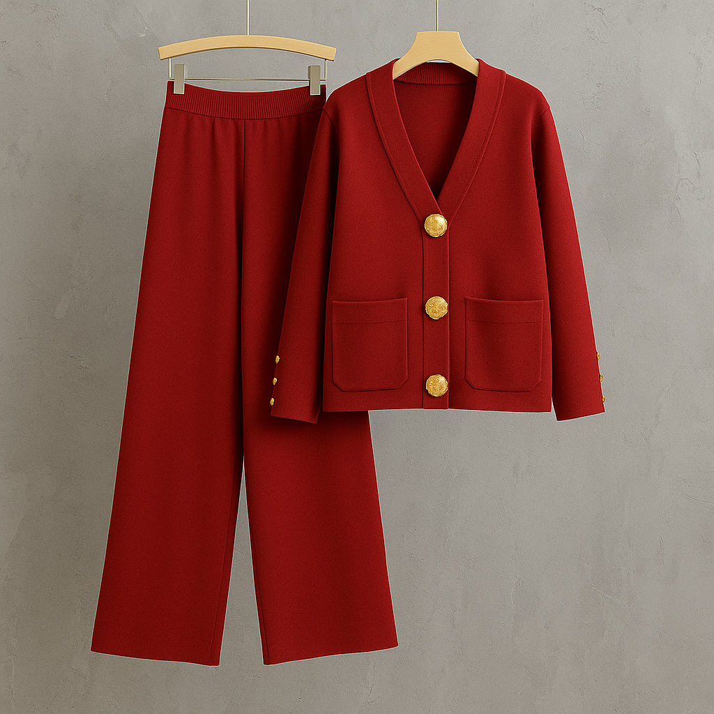 Elegante Twee-delige Set – Chique Top met Lange Mouwen & Bijpassende Broek voor Moeiteloze Stijl