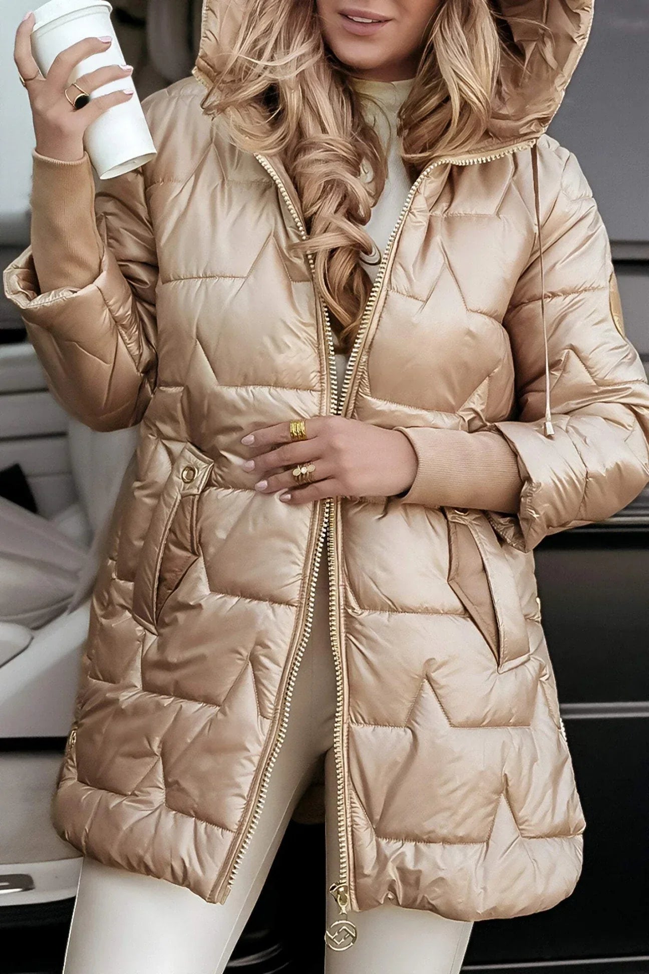 Dames Warme Gewatteerde Jas met Capuchon – Lichtgewicht Herfst Winter Jas