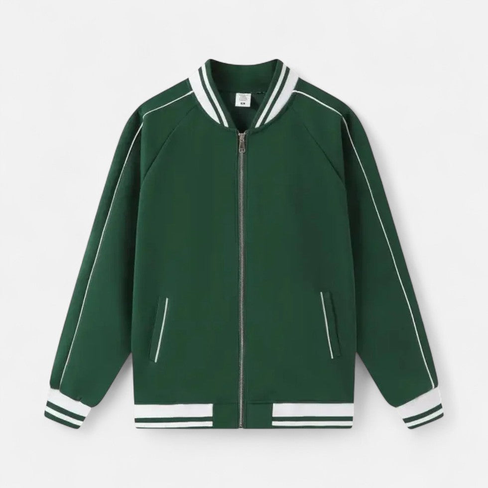 Heren Varsity Bomberjack – Stijlvolle Old Money Geïnspireerde Jas met Rits voor Casual en Smart Outfits