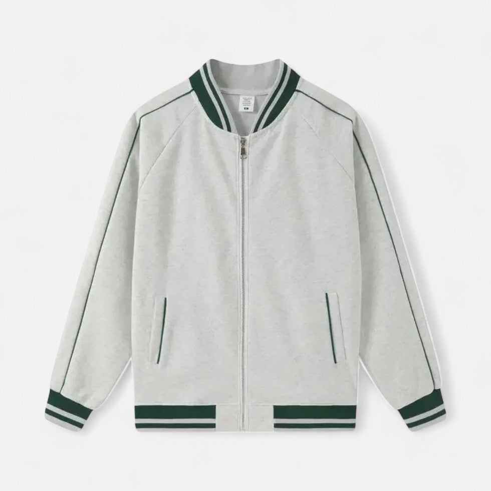 Heren Varsity Bomberjack – Stijlvolle Old Money Geïnspireerde Jas met Rits voor Casual en Smart Outfits