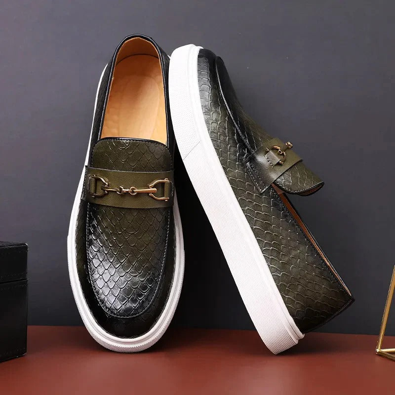 Heren Instappers met Krokodillenpatroon en Bit Detail – Casual & Formele Schoenen