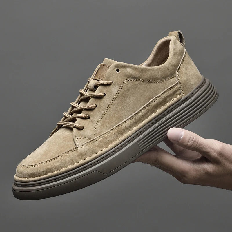 Heren Lage Leren Sneakers met Gevoerde Zool – Casual & Nette Dagelijkse Schoenen