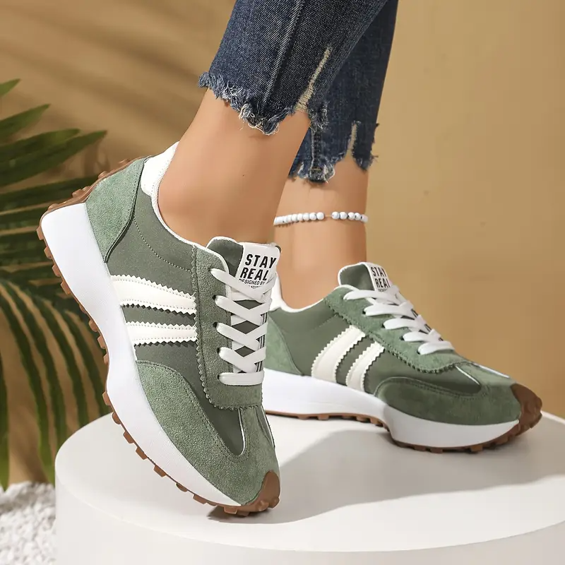 Unisex Casual Sneakers – Lichte Veterschoenen met Sportieve Strepen en Comfortabele Zool