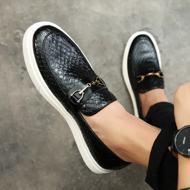 Heren Instappers met Krokodillenpatroon en Bit Detail – Casual & Formele Schoenen