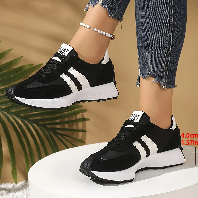 Unisex Casual Sneakers – Lichte Veterschoenen met Sportieve Strepen en Comfortabele Zool
