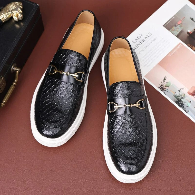 Heren Instappers met Krokodillenpatroon en Bit Detail – Casual & Formele Schoenen