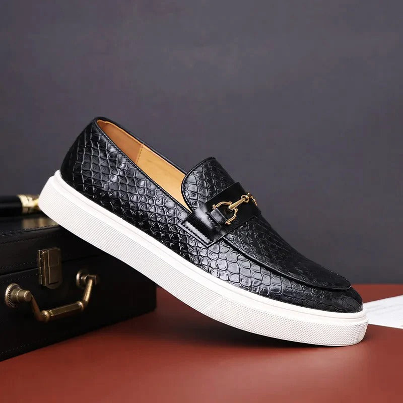 Heren Instappers met Krokodillenpatroon en Bit Detail – Casual & Formele Schoenen