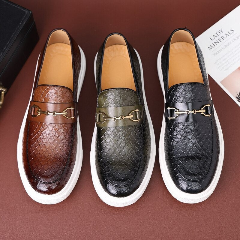 Heren Instappers met Krokodillenpatroon en Bit Detail – Casual & Formele Schoenen