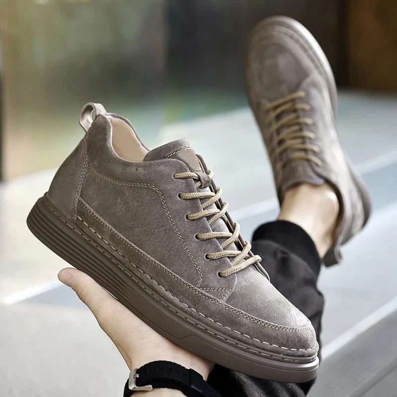 Heren Lage Leren Sneakers met Gevoerde Zool – Casual & Nette Dagelijkse Schoenen