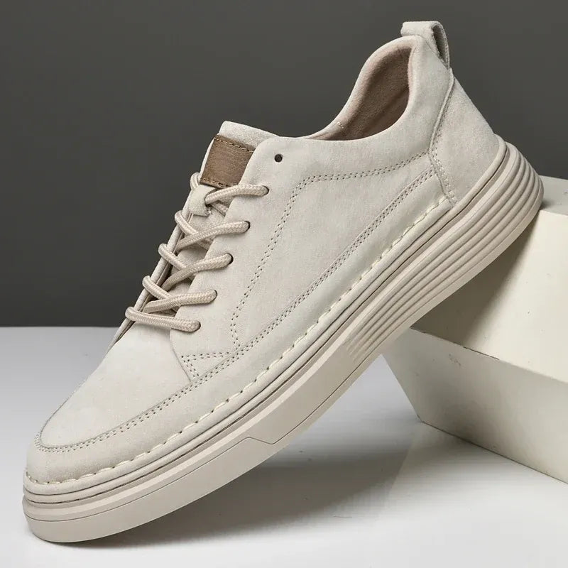 Heren Lage Leren Sneakers met Gevoerde Zool – Casual & Nette Dagelijkse Schoenen