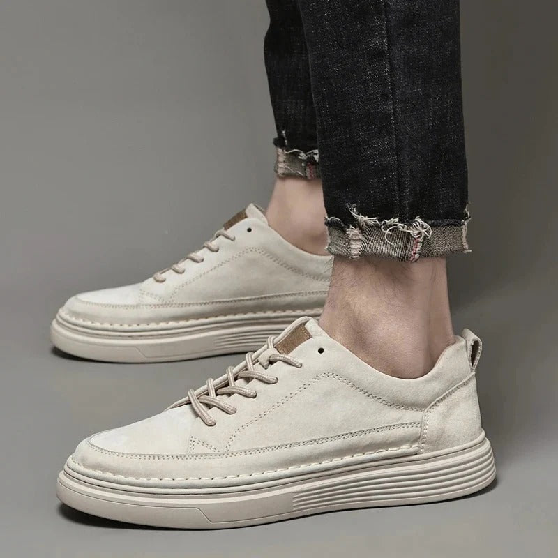 Heren Lage Leren Sneakers met Gevoerde Zool – Casual & Nette Dagelijkse Schoenen