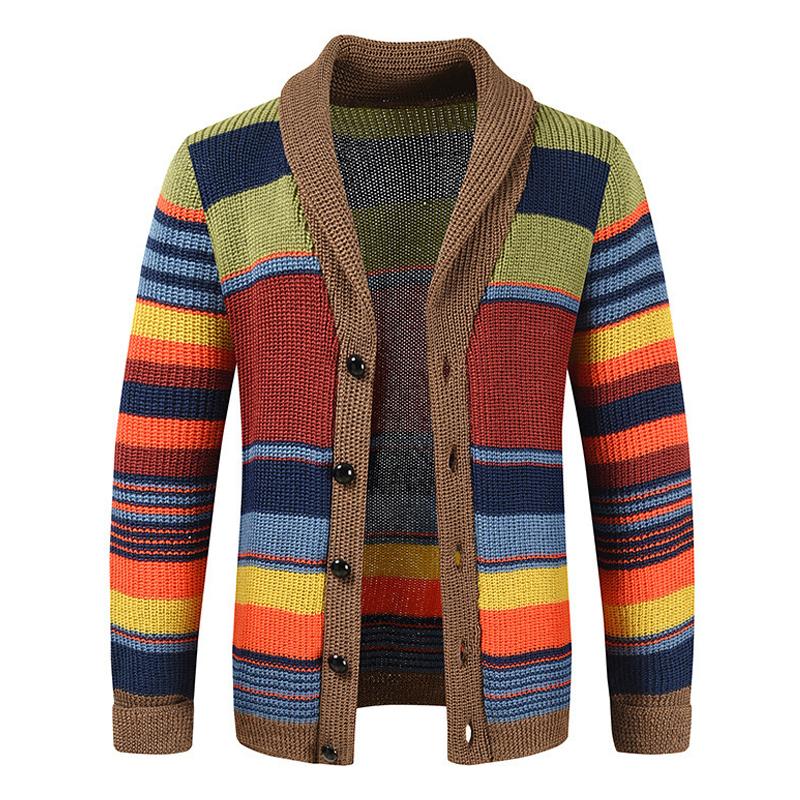 Heren Colorblock Lapel Sweater Jacket – Stijlvol, Comfortabel & Veelzijdig