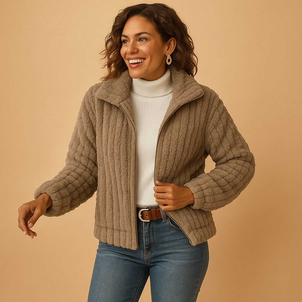 Lang Fleece Vest met Opstaande Kraag voor Dames – Warme en Stijlvolle Winterjas met Zakken