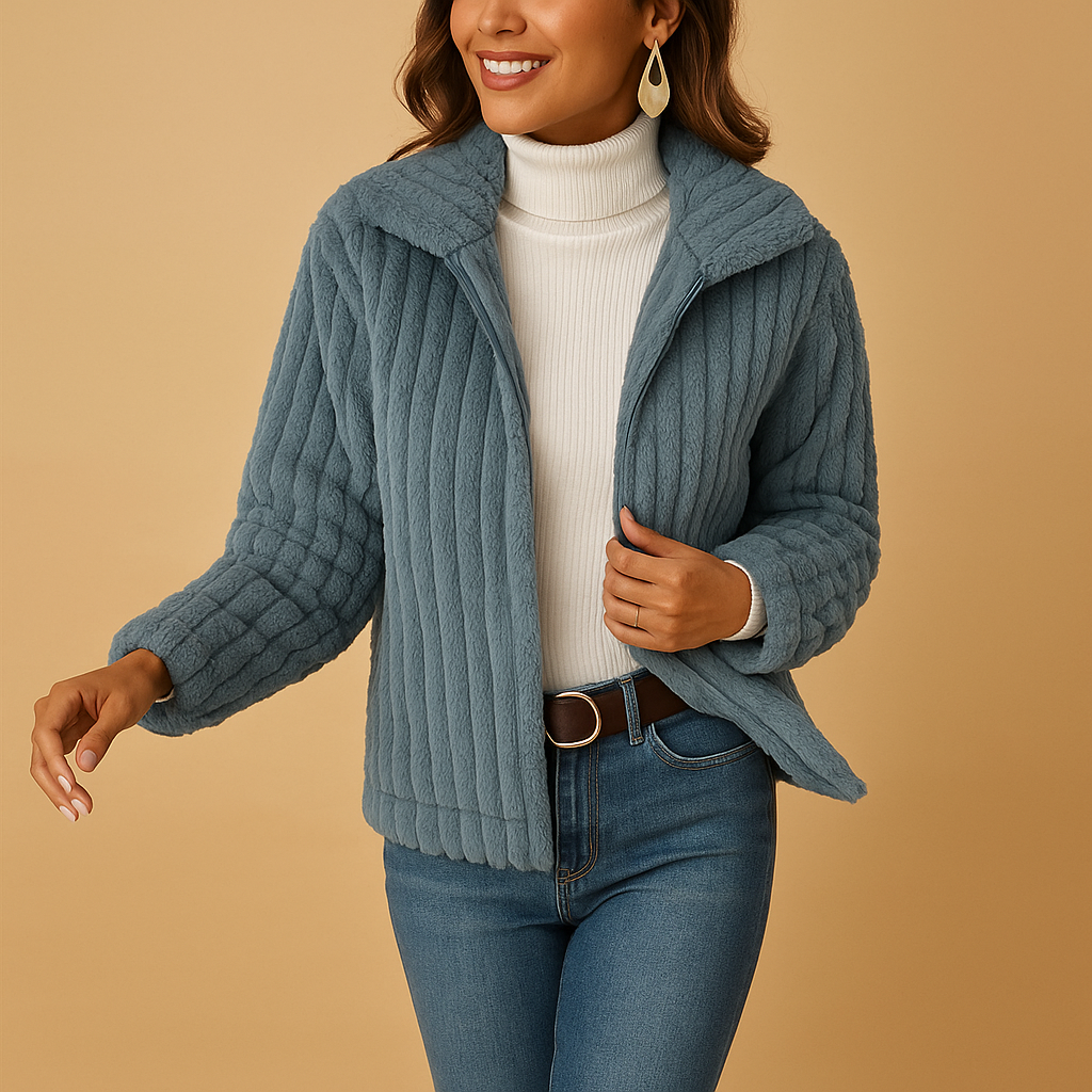 Lang Fleece Vest met Opstaande Kraag voor Dames – Warme en Stijlvolle Winterjas met Zakken