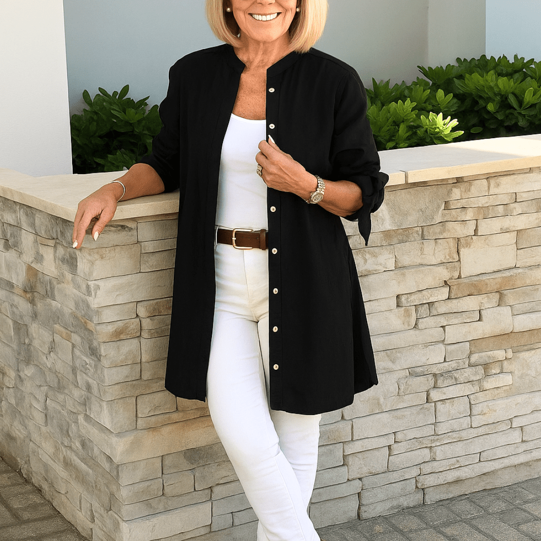 Effen Overhemd Blouse met Strik Mouwen – Elegante Vrouwen Blouse voor Kantoor en Uitgaan