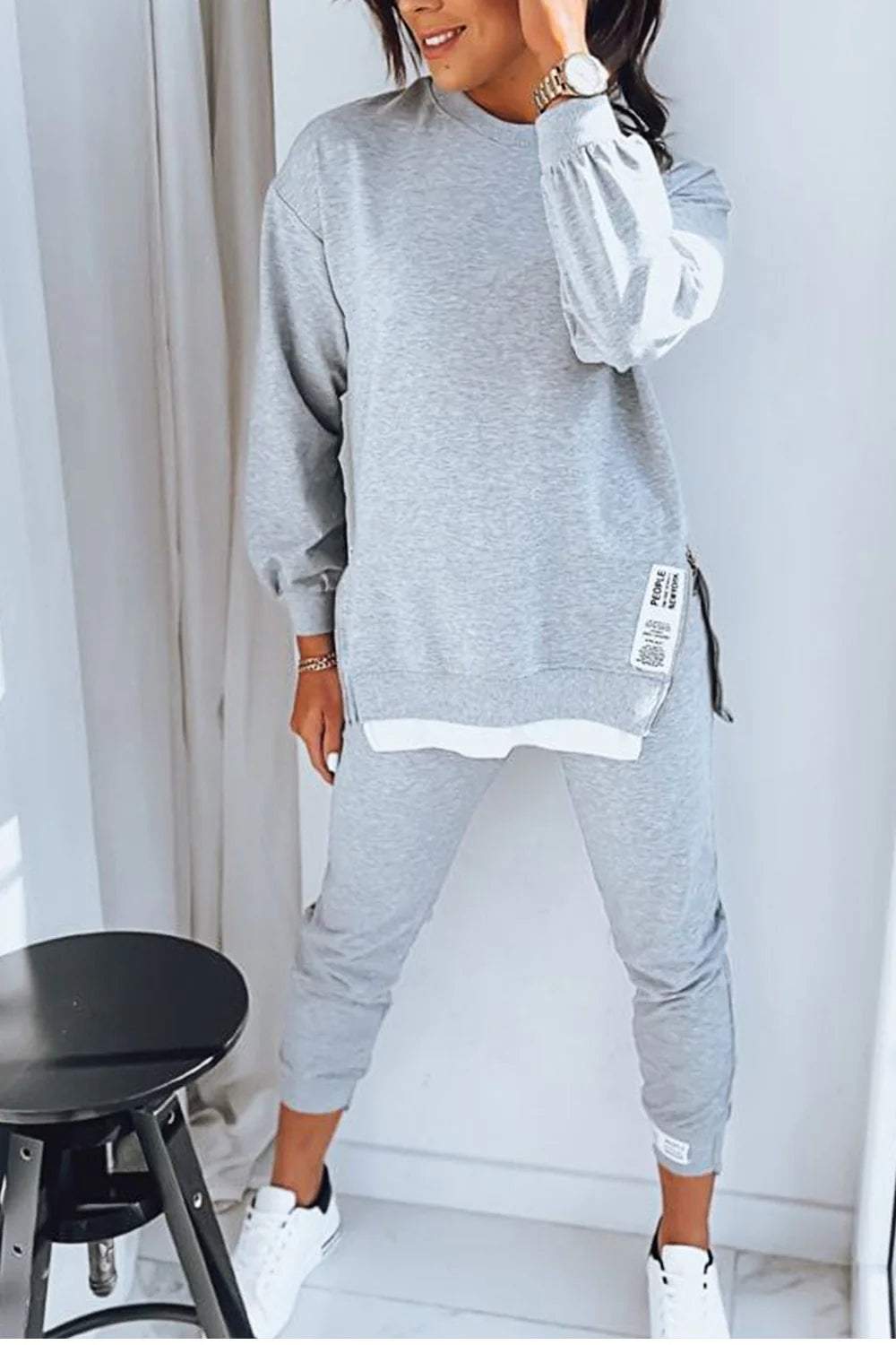 Gezellig Dames Trainingspak Set – Lange Mouw Sweatshirt met Bijpassende Broek