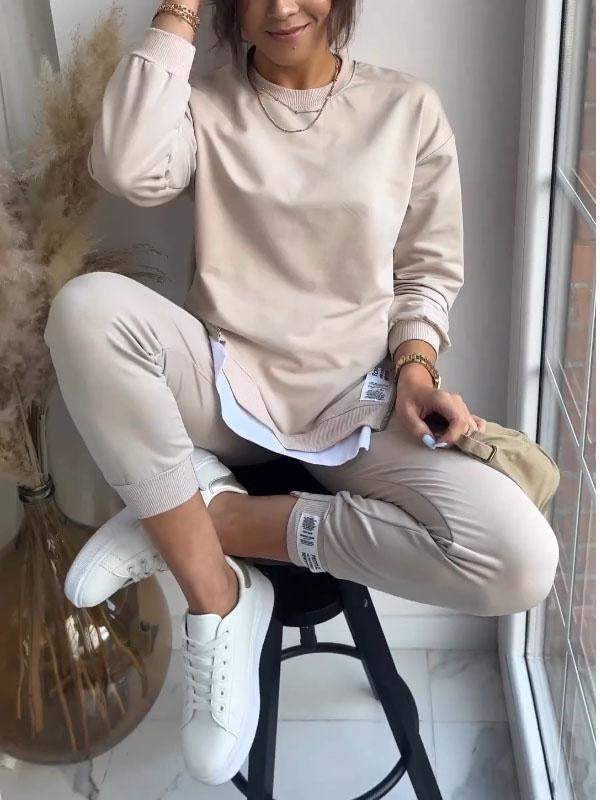 Gezellig Dames Trainingspak Set – Lange Mouw Sweatshirt met Bijpassende Broek