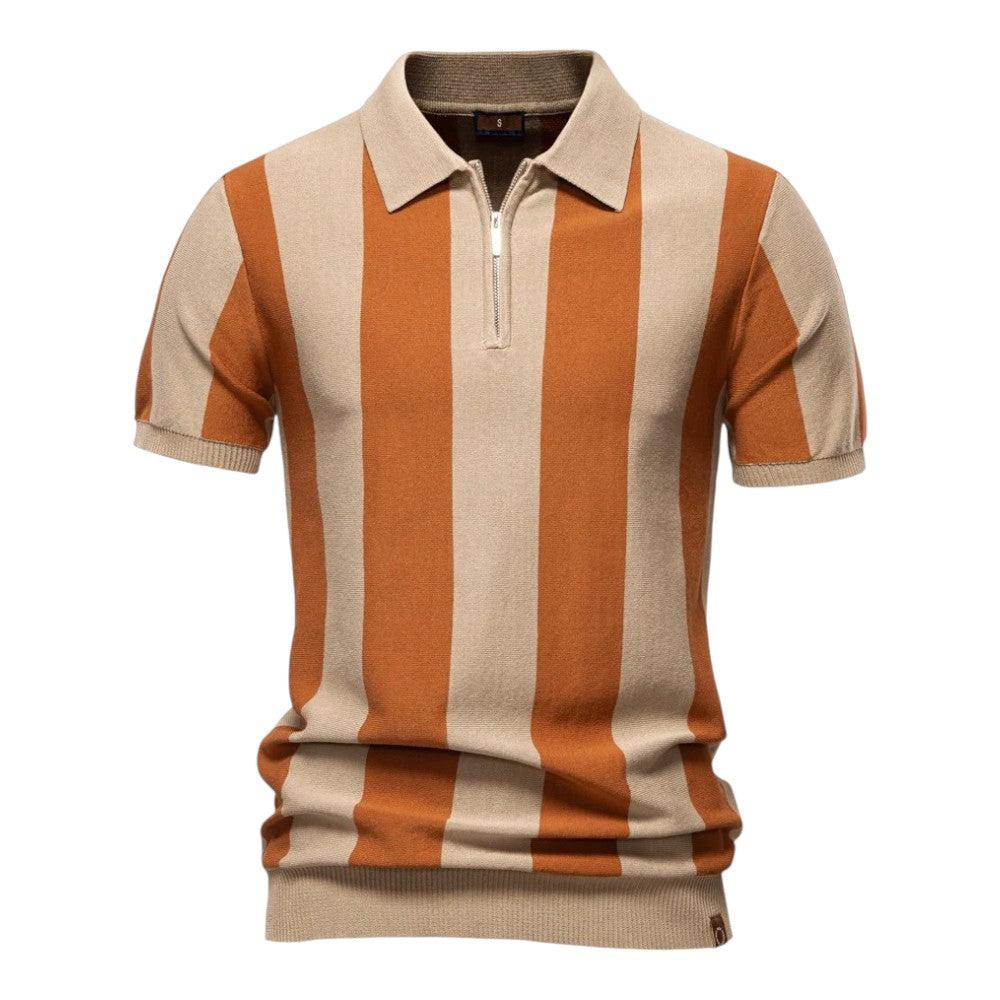 Poloshirt – Sportief Heren Polo met Retro Strepen & Comfortabele Pasvorm