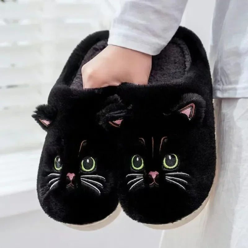 Dames Pluche Katten Pantoffels – Zachte Huisschoenen met Schattig Kitten Design
