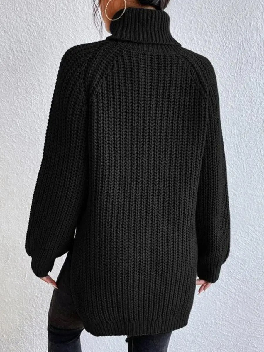 Lichte Coltrui met Vlechtpatroon – Elegante Slim-fit Trui voor Lente & Herfst