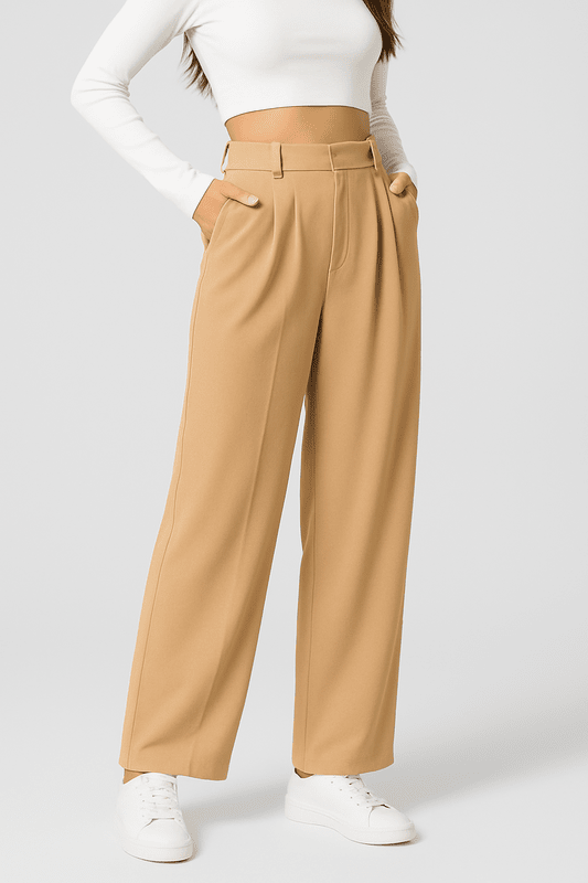 High-Waist Damesbroek met Wijde Pijpen – Elegante & Comfortabele Pantalon voor Werk en Vrije Tijd