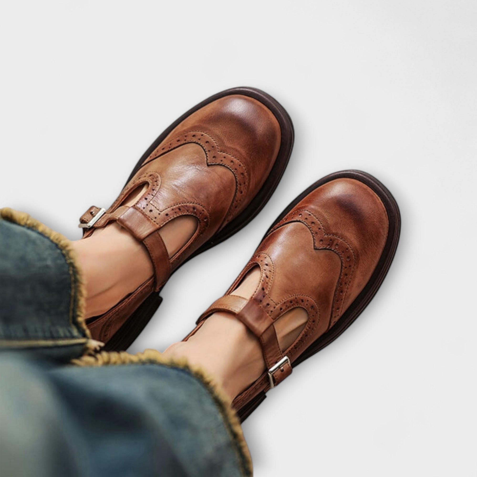 Klassieke T-band Leren Schoenen – Tijdloze Elegantie & Comfort