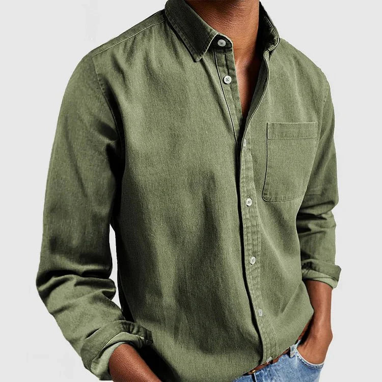 Heren Overhemd met Lange Mouwen – Klassiek Casual Oxford Stijl met Borstzak, Comfortabele Pasvorm