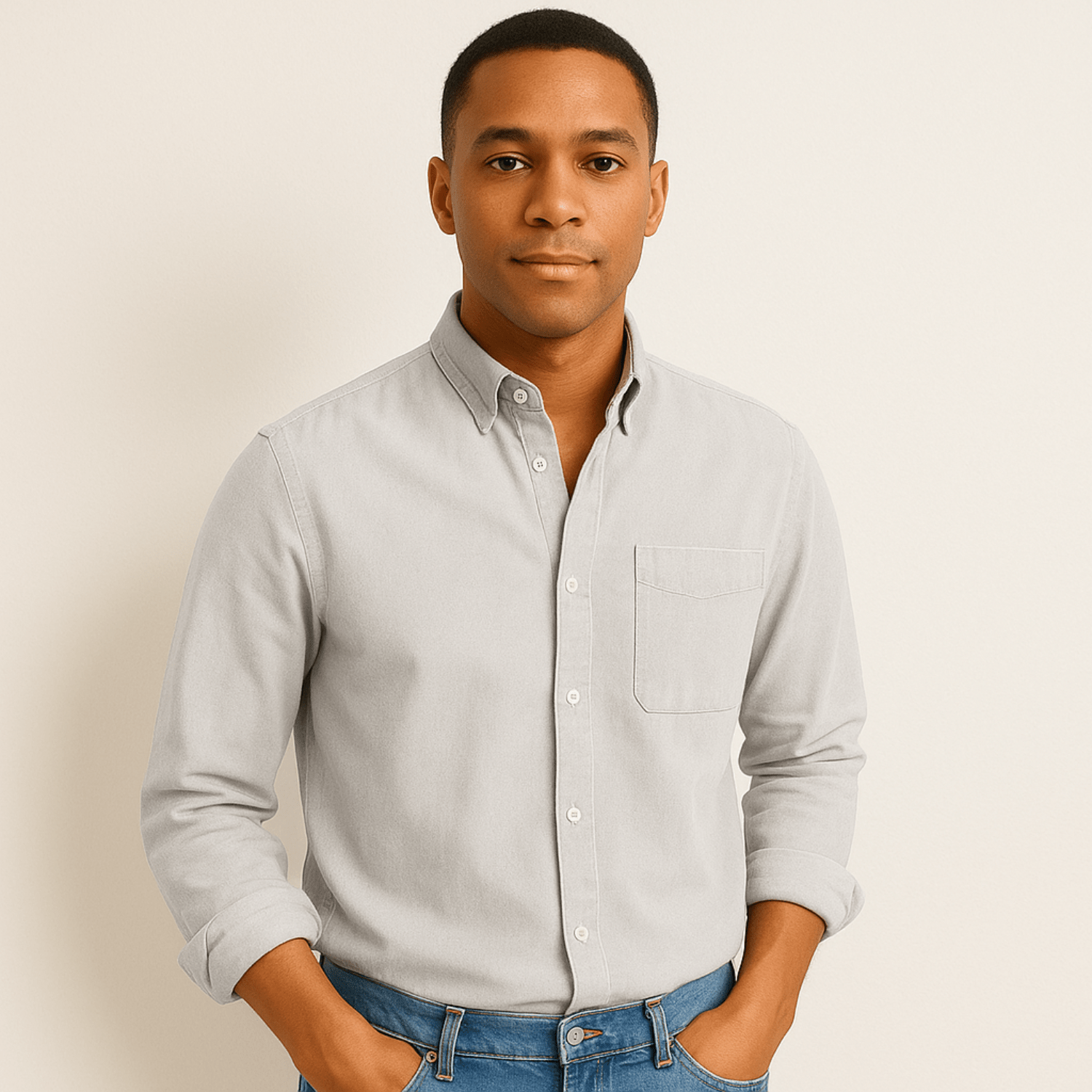 Heren Overhemd met Lange Mouwen – Klassiek Casual Oxford Stijl met Borstzak, Comfortabele Pasvorm