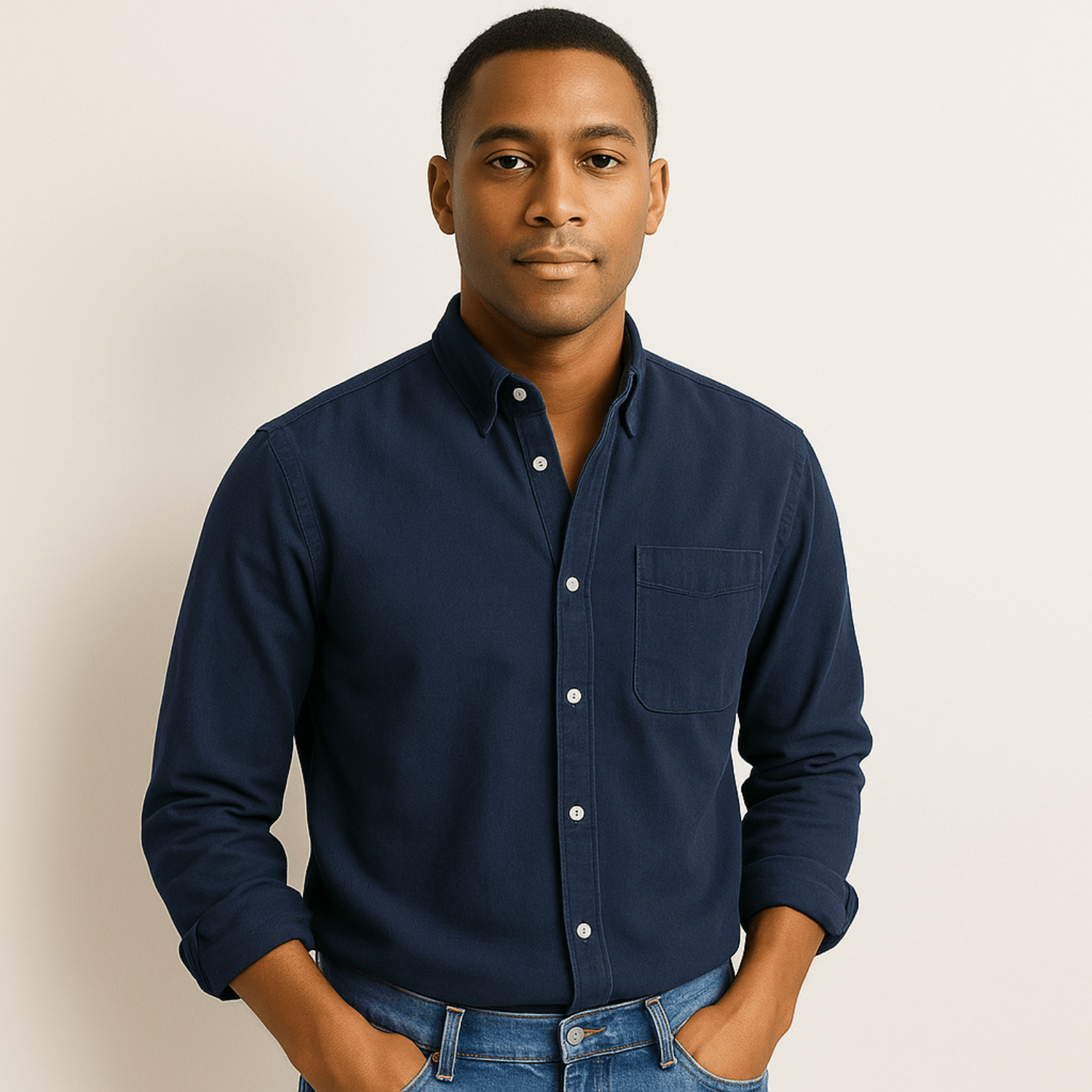 Heren Overhemd met Lange Mouwen – Klassiek Casual Oxford Stijl met Borstzak, Comfortabele Pasvorm