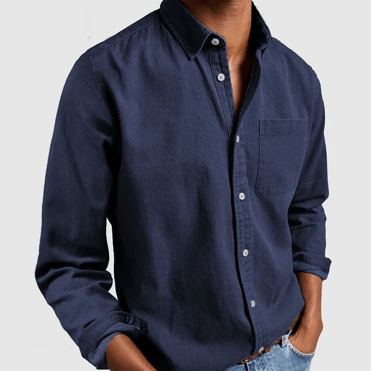 Heren Overhemd met Lange Mouwen – Klassiek Casual Oxford Stijl met Borstzak, Comfortabele Pasvorm