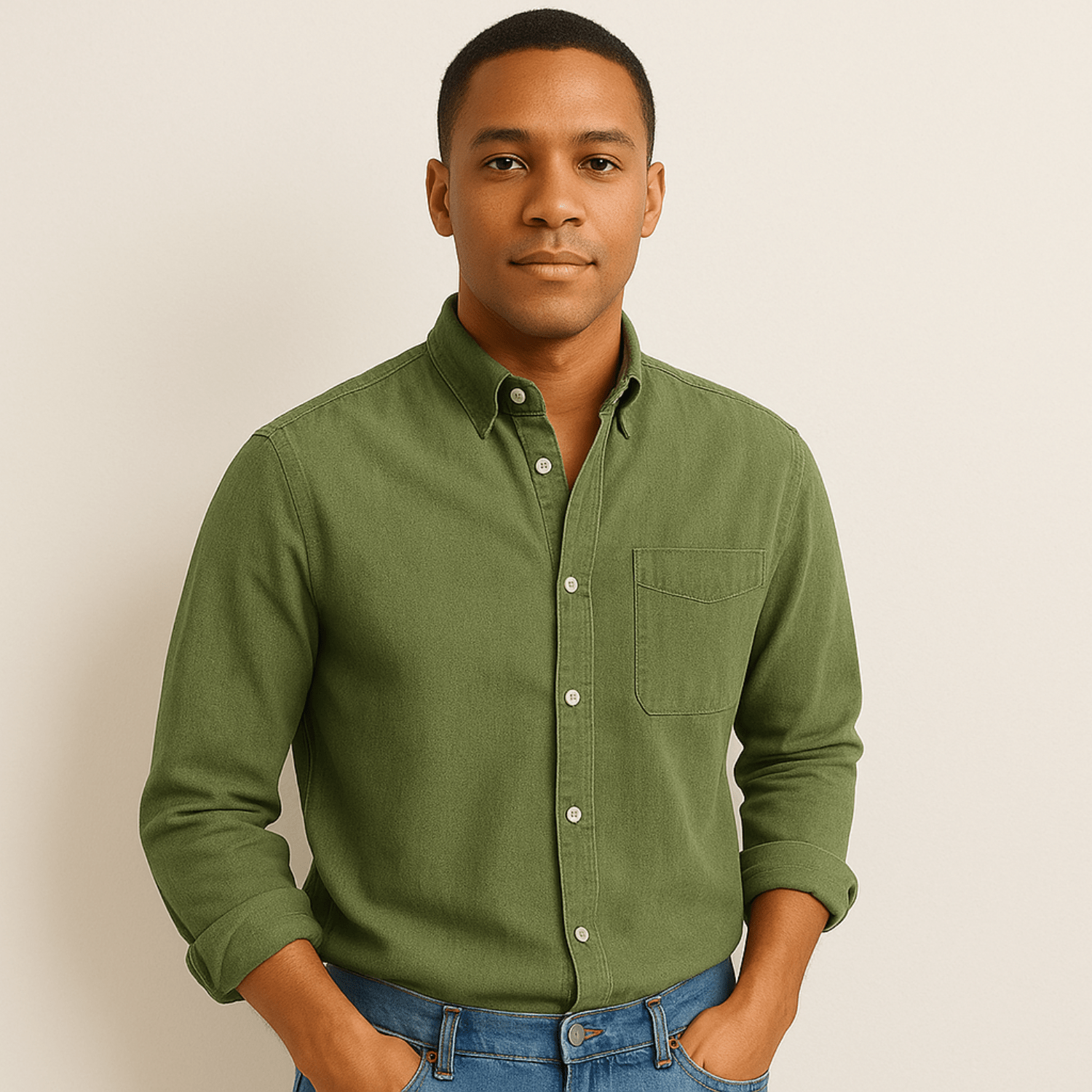 Heren Overhemd met Lange Mouwen – Klassiek Casual Oxford Stijl met Borstzak, Comfortabele Pasvorm