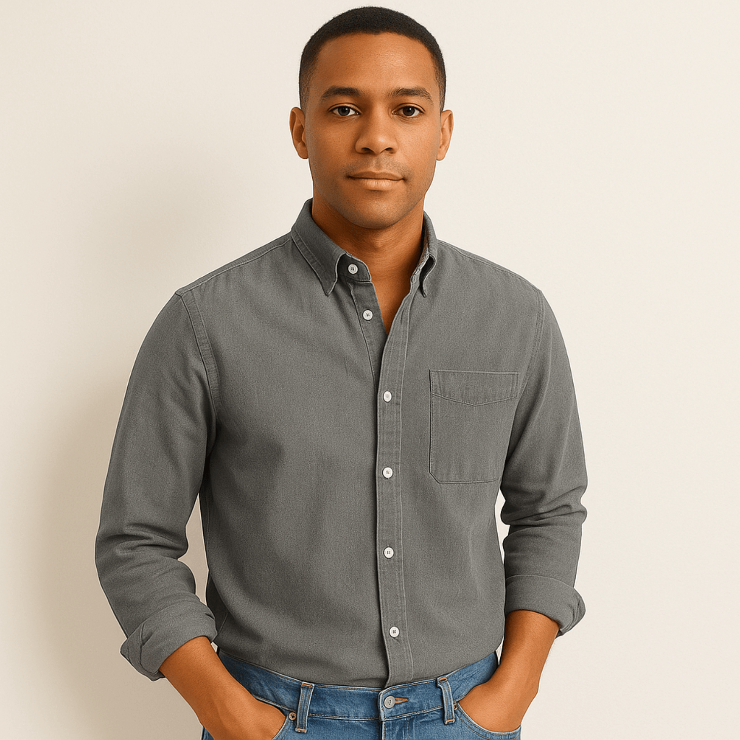 Heren Overhemd met Lange Mouwen – Klassiek Casual Oxford Stijl met Borstzak, Comfortabele Pasvorm